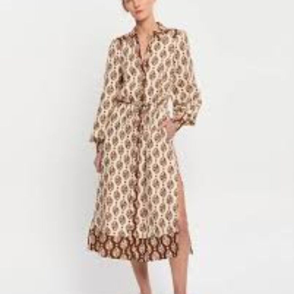 Lucky Brand | Boho Ikat Print Silky Crepe Midi Dress NWT